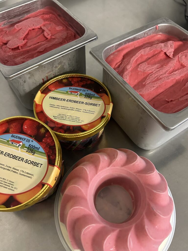 Herstellung Himbeereis, veganes Sorbet